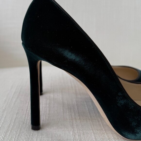 Jimmy Choo Romy 100 Bottle Green Velvet - Picture 7 of 16